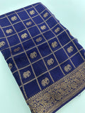 Tussar Silk Fancy Sarees,, comes in checks and elephant buttas all over 🌹-JU30