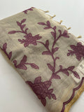 Appliqué work linen sarees🌹 -AU5