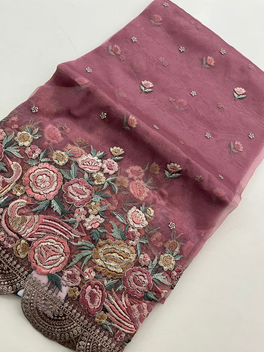 Embroidery Organza premium Saree