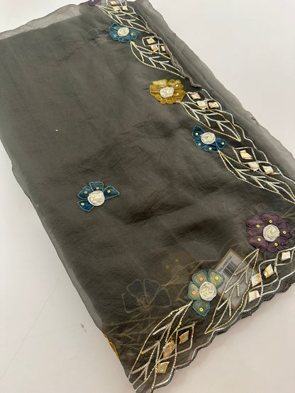 Organza Appliqué Work saree -M27