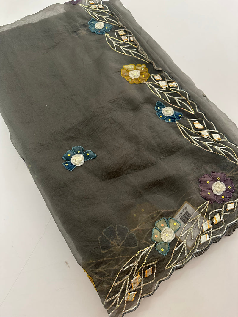 Organza Appliqué Work saree -M27