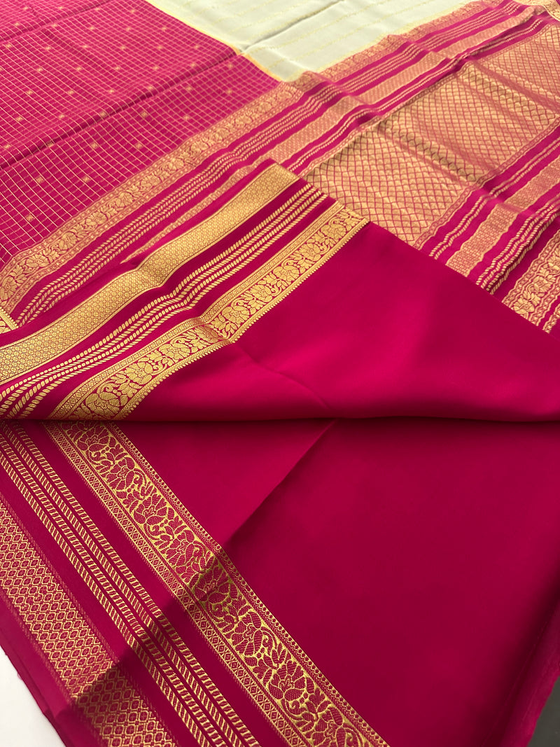 PURE✨✨120 GSM PURE MYSORE CRAPE SILK SAREE IN INK BLUE COMBINATION💙