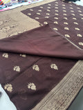 Venkatagiri fancy soft Linen Cotton sarees with self blouse and fancy Border and Butties all over🌹 - AU12