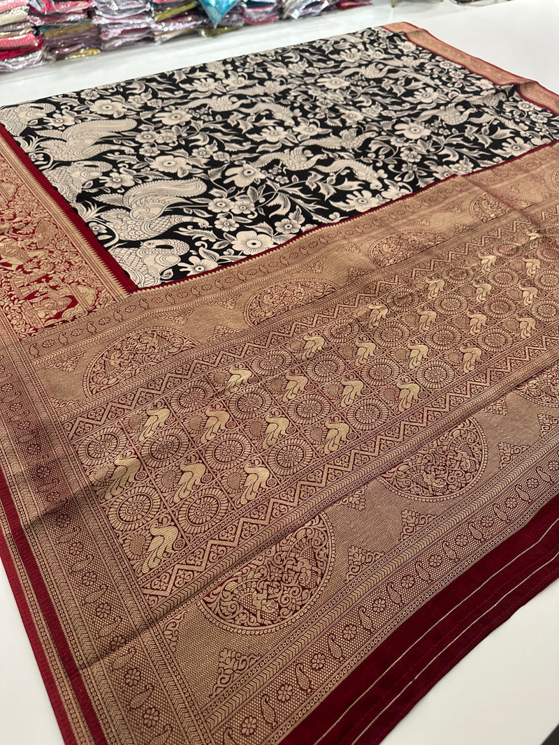 Kalamkari Viscose Designer Rich Weaving Pallu- JU28