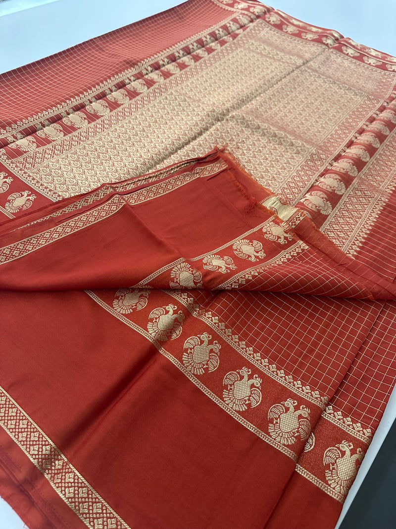 Fancy Checks Crape Silk Saree -M30