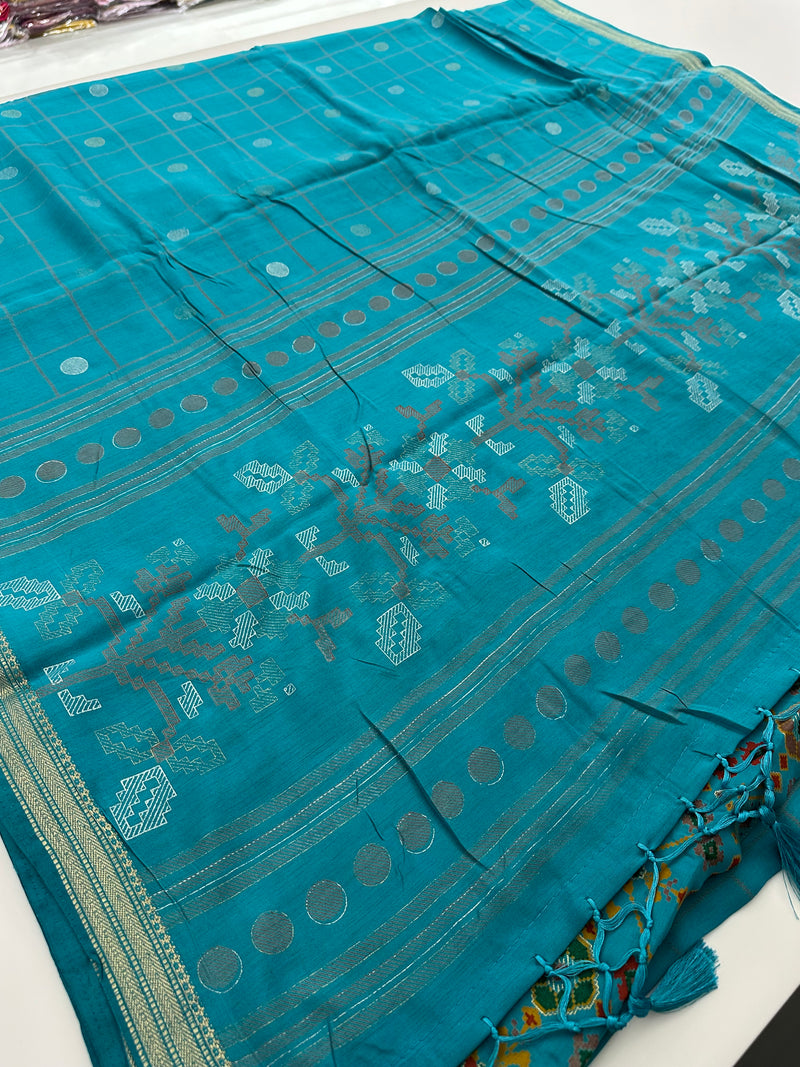 Chiffon Premium Soft Fabric Checkered and Coin Butta Prints -JU28