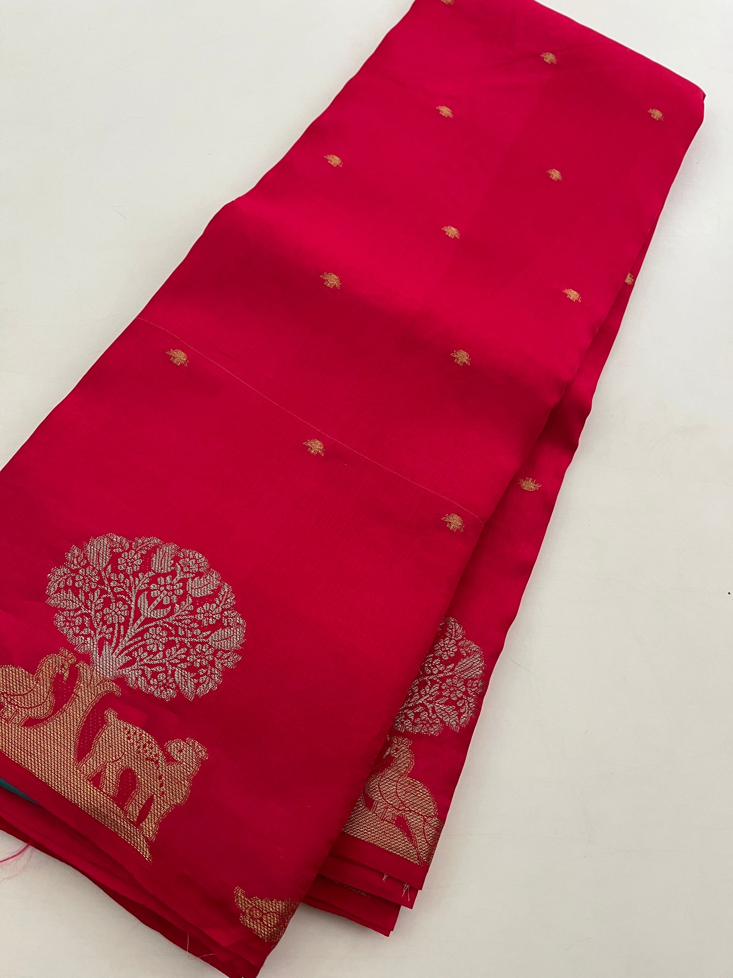 Banarasi Raspberry crepe silk