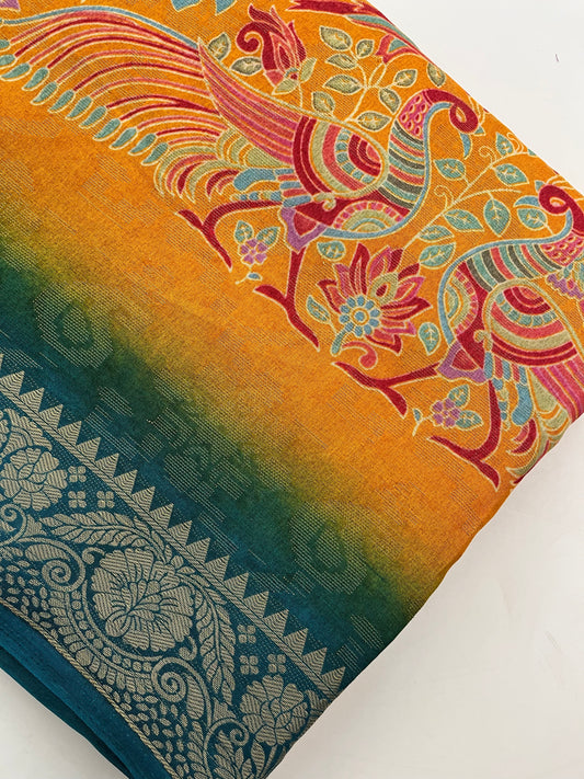 Kalamkari Linen Chiffon