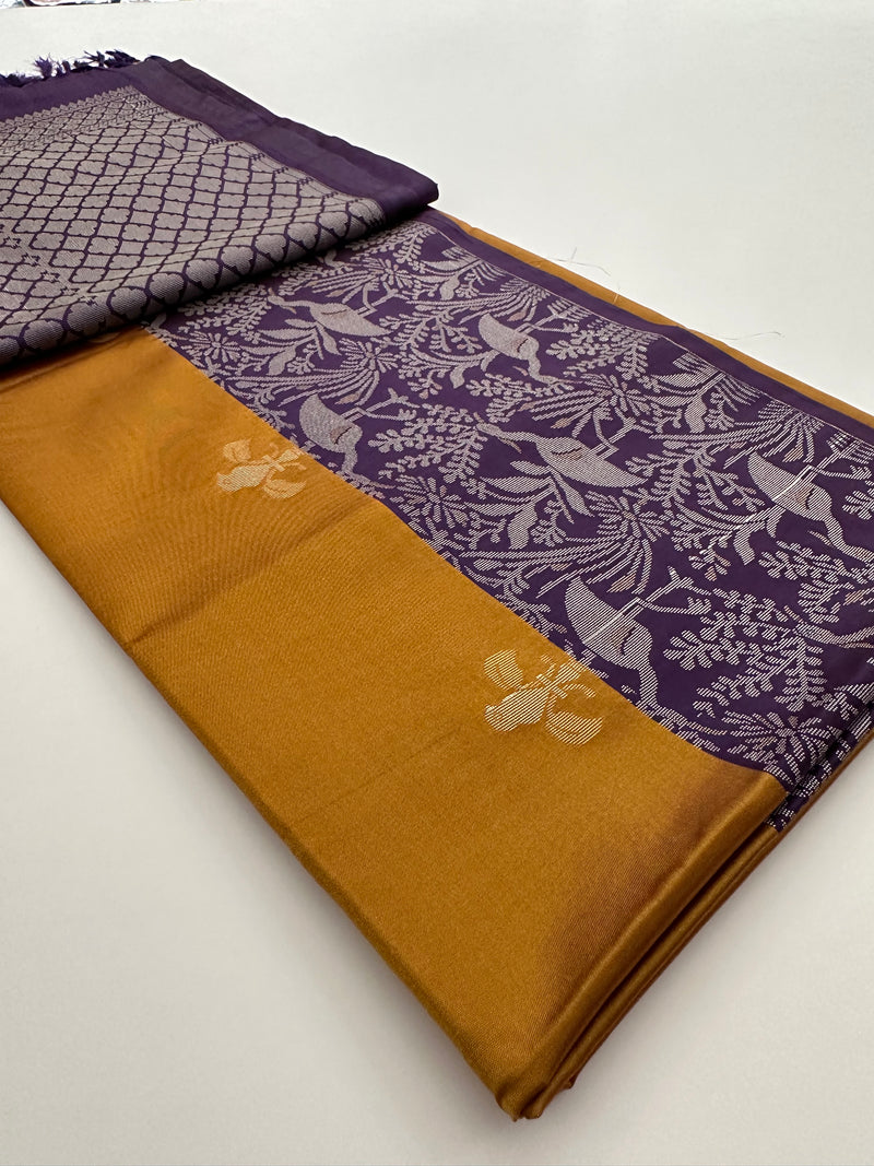 New Semi Soft silk Sarees From Kanchi in beatiful Borders-JU20