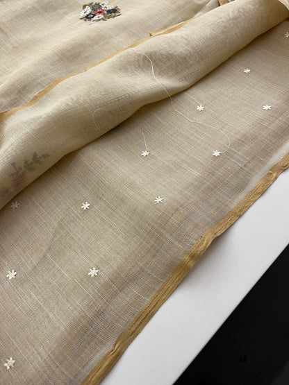 Linen cotton Fancy saree