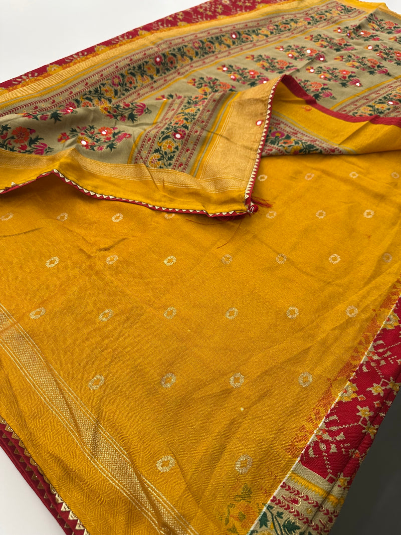 Crush Patola Bandhini Saree – Red X Yellow AU24