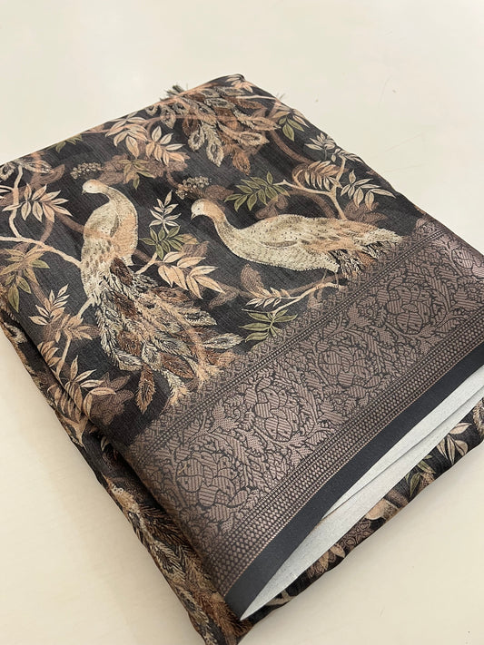 Printed Tussar silk