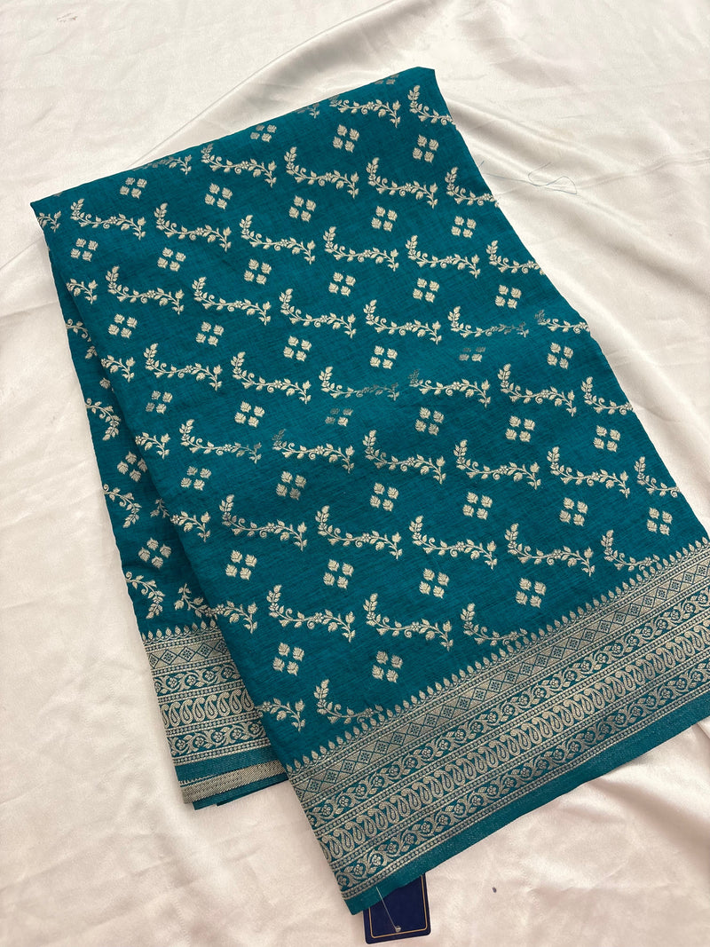 Rust Heritage Linen Designer Saree with Butta Design 🌹-AU2