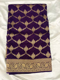 Purple Satin Kora Banaras Saree with Rich Gold Zari Jaal All Over JU23