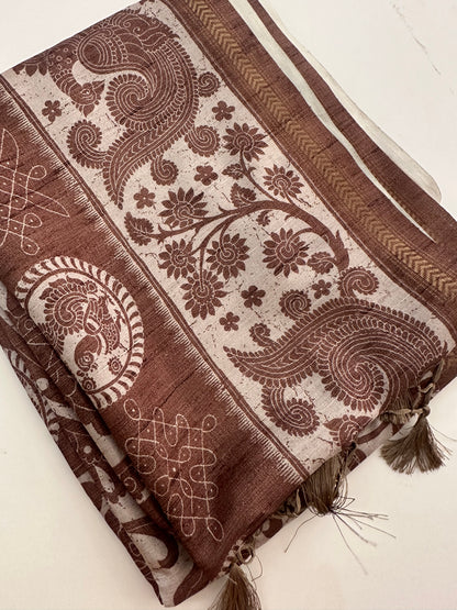 Kalamkari Tussar Printed-M26