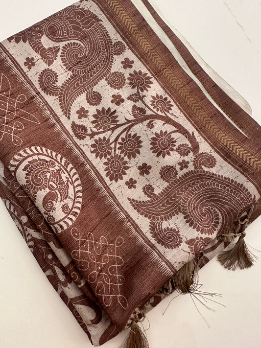Kalamkari Tussar Printed-M26