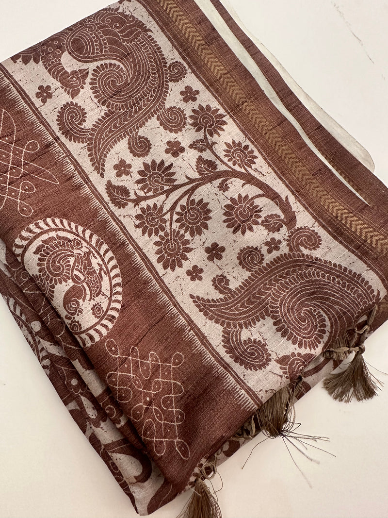 Kalamkari Tussar Printed-M26