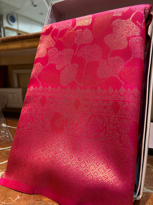 Rani Pink soft silk saree-DC712