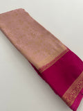 Crepe Silk Brocade Fancy Saree,, contrast border and contrast blouse piece 🌹 - AU10