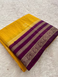 Semi Crepe Checks Saree - Yellow x Purple AU25