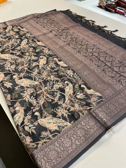 Printed Tussar silk