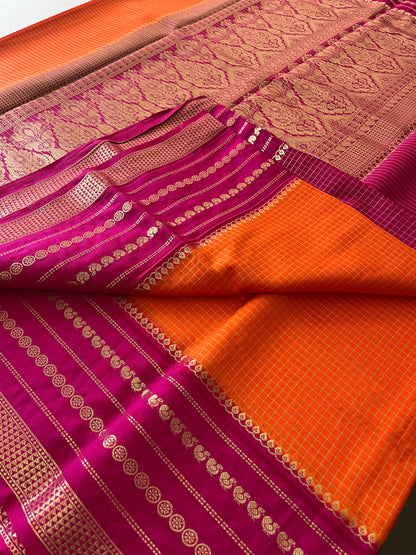 Crape Banarasi Checks Contrast