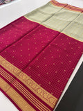 PURE✨✨120 GSM PURE MYSORE CRAPE SILK SAREE IN INK BLUE COMBINATION💙