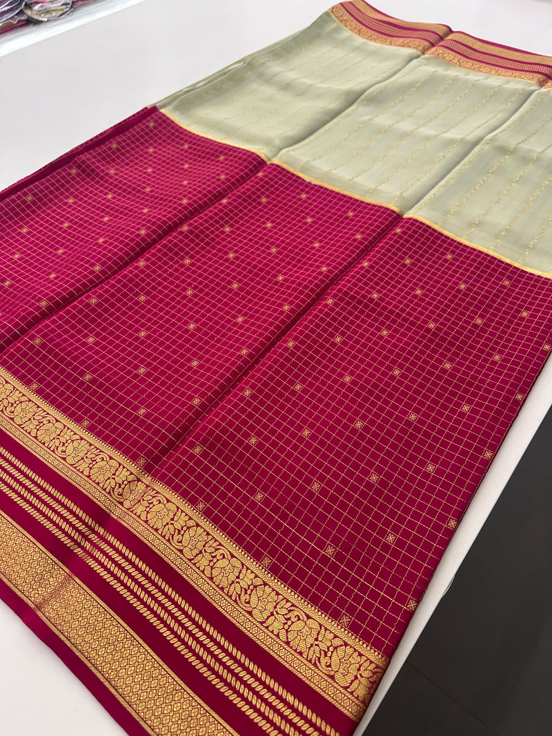 PURE✨✨120 GSM PURE MYSORE CRAPE SILK SAREE IN INK BLUE COMBINATION💙