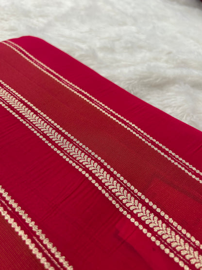 DESIGNER PARTYWEAR SAREE WITH CONTRAST BLOUSE-PINK X PURPLE