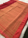 Premium Georgette Sarees In Checks Zari and Small Border with Contrast Blouse Piece 🌹-JU18