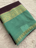 Crepe Silk Sarees in Gold weaving and Big Bentex Border,, comes in checkered pattern and contrast blouse piece 🌹