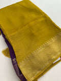 Designer Soft Tussar Silk Fabric saree with small temple design border,, comes with contrast blouse piece with border..🌹-AU1