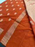 Venkatagiri fancy soft Linen Cotton sarees with self blouse and fancy Border and Butties all over🌹 - AU12