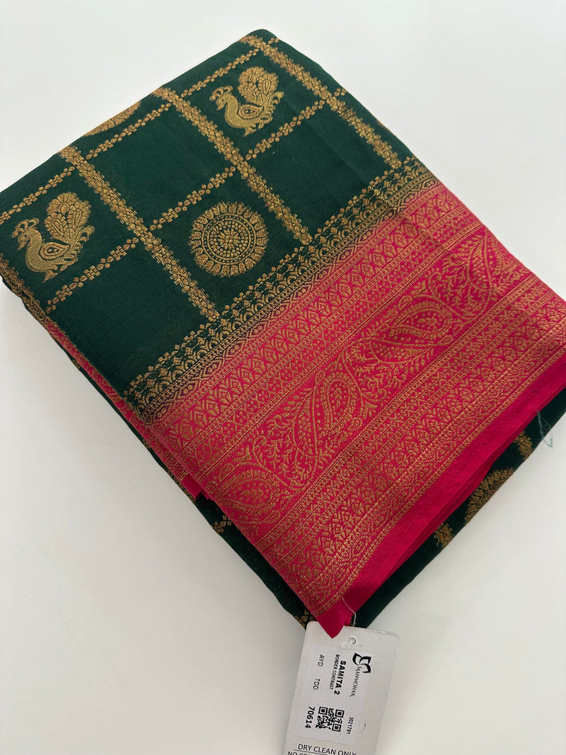 New collection in South Cotton Silk sarees for Varmahalaxmi with contrast matching blouse piece🌹-AU3