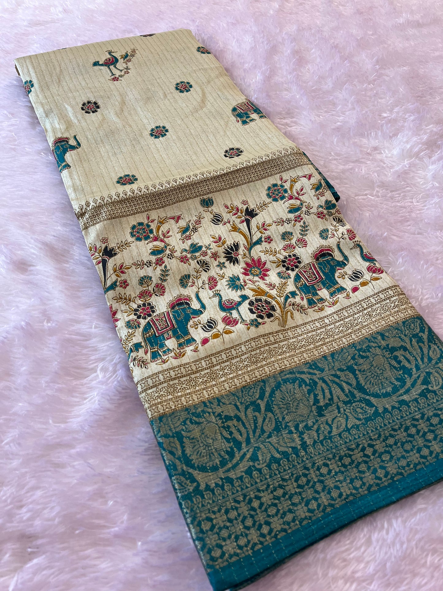 Tussar fancy saree printed