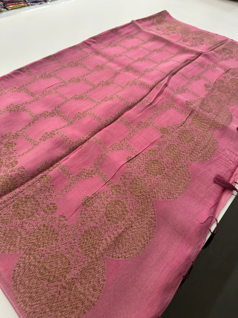 Jute Tussar Designer Sarees beautiful colour combinations🌹-AU9