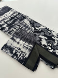 Black and White Tussar Printed Saree- JU28