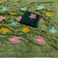 Start Georgette Saree With Embroidery Work-J30
