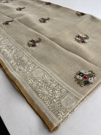 Linen cotton Fancy saree