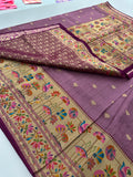 Light Pink Pure Tussar Paithani Designer Saree - AU12