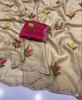 Soft Rangoli silk saree with embroidery work all over saree and beautiful  flower  design and real  mirror work with cut work border    Blouse - beautiful contract rangoli silk blouse with embroidery work