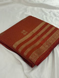 Rust Semi Mysore Silk Checks Saree with Butta - AU13