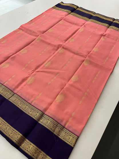 Peach X purple Puremix silk saree