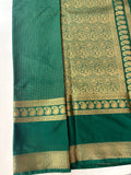 BENTEX BORDER SELF CHEX SEMI CREPE SILK SAREE-GREEN