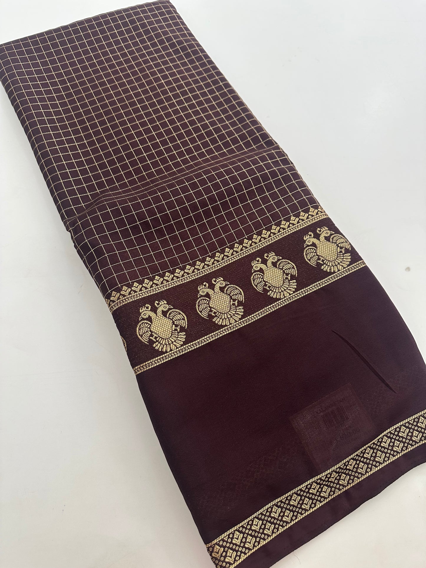 Fancy Checks Crape Silk Saree -M30