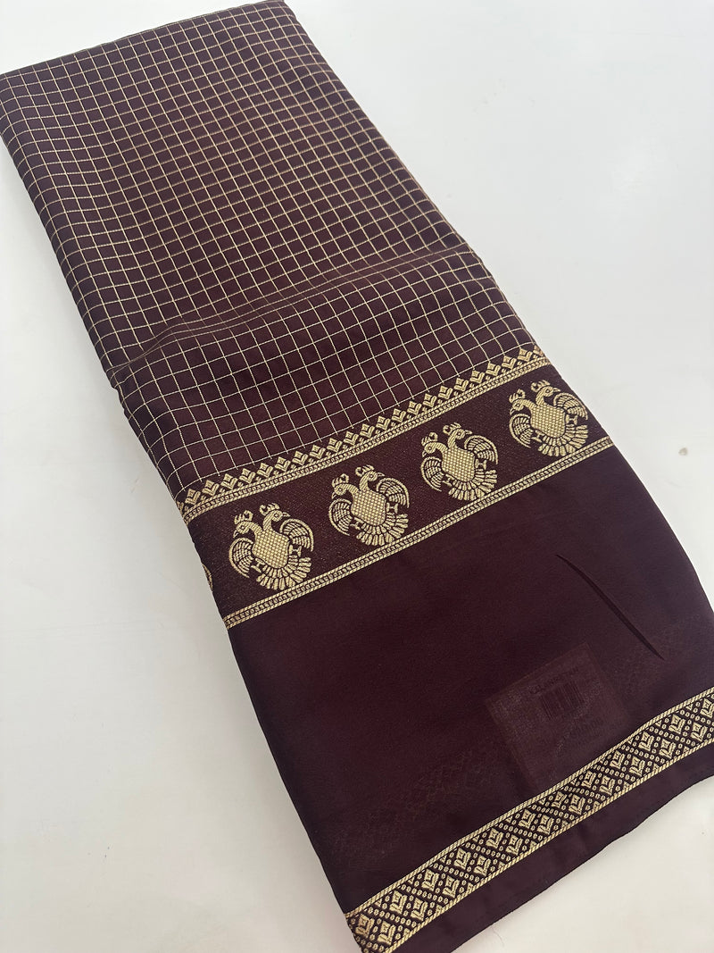 Fancy Checks Crape Silk Saree -M30