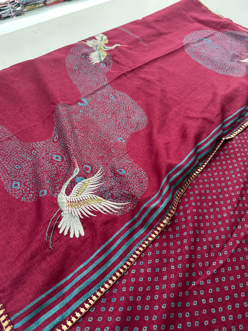 Flamingo Weaving Tussar Fancy Saree
-J29