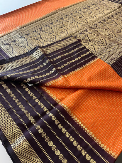 Crape Banarasi Checks Contrast