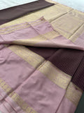 Crepe Silk Sarees in Gold weaving and Big Bentex Border,, comes in checkered pattern and contrast blouse piece 🌹
