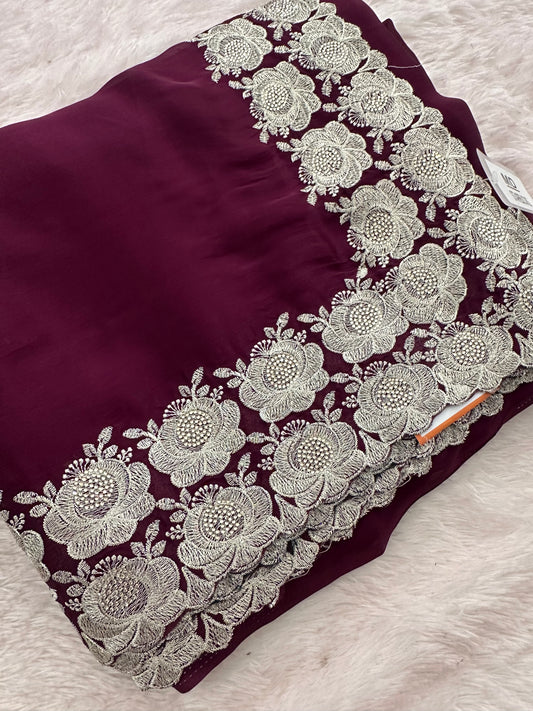 Soft Organza Silver Work-M12
